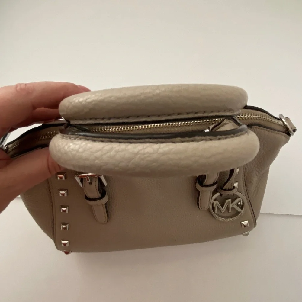 Michael Kors Pebble Leather Studded Satchel Crossbody